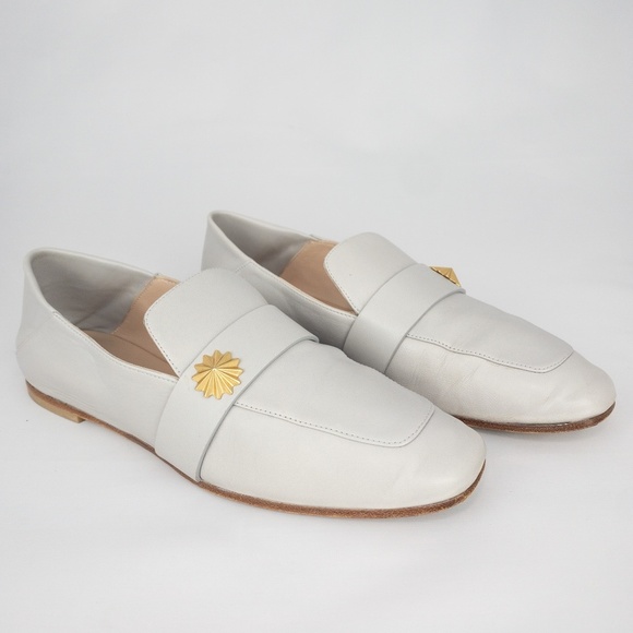 STUART WEITZMAN Shoes Size 6.5 B WYLIE Star Flats Cream Leather Loafers - Picture 3 of 9